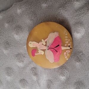 Rare Antique Edouardo Bag Dab hand painted . Woman in dress. 1920s France.